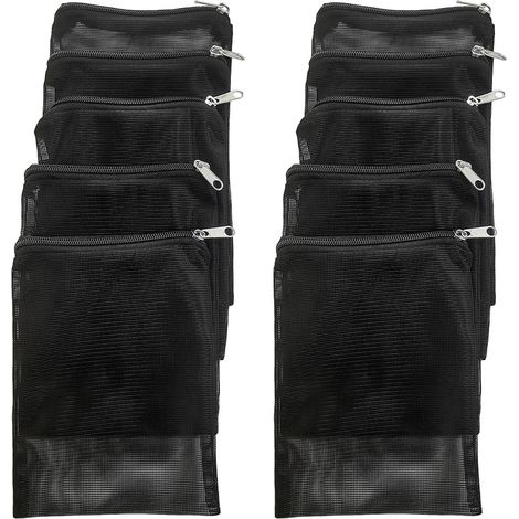 Confezione da 10 sacchetti per materiali filtranti per acquario, con chiusura a zip, adatti per carbone attivo, bio-sfere, anelli in ceramica, ecc., 1015 cm - neri.