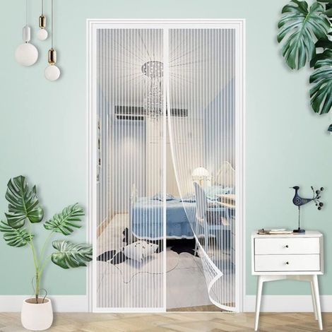 Porte moustiquaire magnétique, rideau de porte anti-mouches, moustiquaire de porte à fermeture magnétique, fermeture automatique, 100x210CM blanc (1/4)