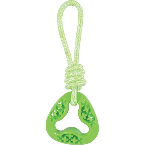 Anneau triangle en TPR et corde longueur total 24.5 cm, vert,  Jouet pour chien - animallparadise