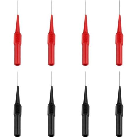 Lot de 8 sondes de test, cordons de test en acier inoxydable pour multimètre, sondes de test multifonctions pour multimètre, électricien, laboratoires (rouge et noir) (1/4)