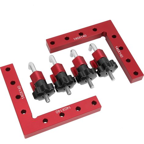 Équerre de positionnement à angle droit de 90°, pince de fixation en L pour panneaux de menuiserie, 140 x 140 mm (1/5)