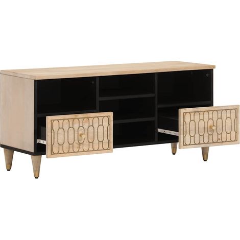 Mobile TV  Armadietto TV  Mobile Porta TV 100x33x46 cm in Legno Massello di Mango (1/3)