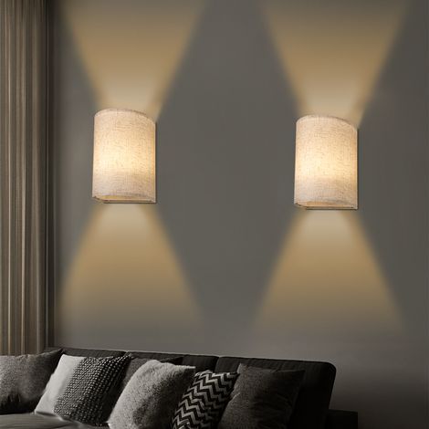 Retro wall light with fabric shade, model YD-005, 2 units, 3 color temperatures (3000K-6000K), remote control (1/4)