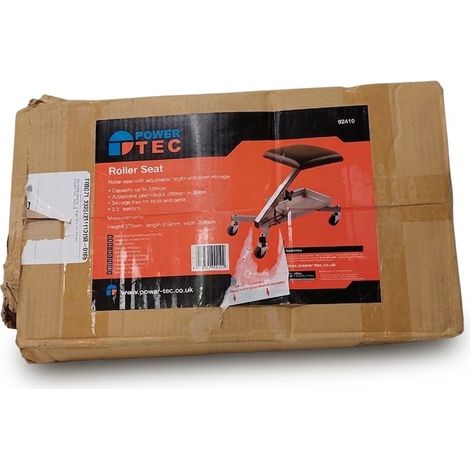 POWER TEC - Siège à roulettes - Hauteur réglable 300-390mm - Charge 120kg - Plateau outils intégré - Voir photos (1/5)