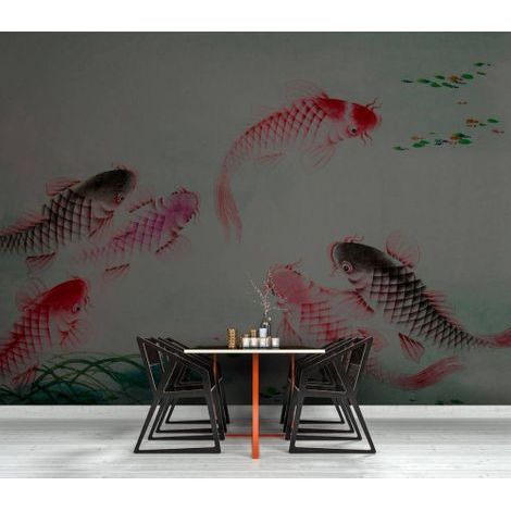 Papier peint panoramique dancing kois 1 DD110771 Livingwalls Walls by Patel - 270 x 400 cm (4 pièces) (1/4)