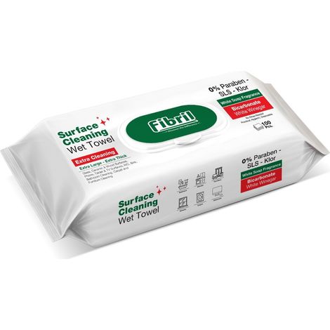 Lingettes nettoyantes humides FIBRIL XL vertes - Paquet de 100 pièces