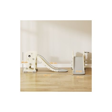 Toboggan enfant 3-en-1 pliable avec structure d'escalade et panier de basket pour maison, chambre et salle de jeux (1/5)