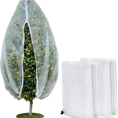 Malla antiinsectos, bolsas para insectos para plantas, con cordón y cremallera, malla para pájaros para huertos, 6080 cm, 2 unidades.