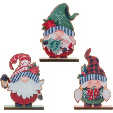Déco de Noël en bois 3 pièces, pendule de table démontable à offrir aux personnes âgées, bricolage à assembler, ornement de sapin sans visage, cadeau personnalisable. (1/5)