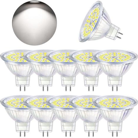 Ampoule LED GU5.3 Blanc Froid 6000K, MR16 LED AC DC12V 3W Equivalent à 30W Halogène, Ampoules LED Spot Non Dimmable, Lot de 10 [Classe énergétique F] (1/5)