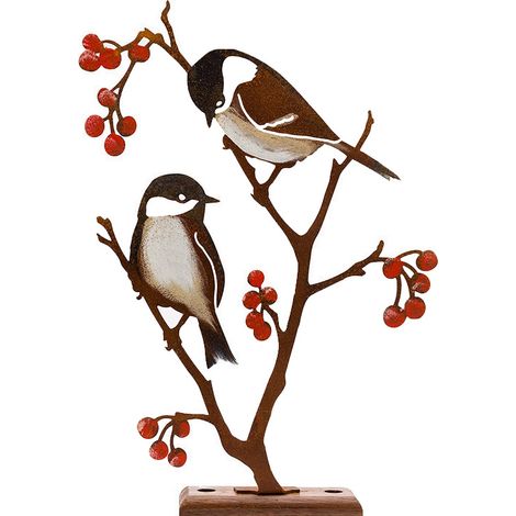 Vogelstatue aus Metall für Baumdekoration, rustikale Wanddekoration für den Garten