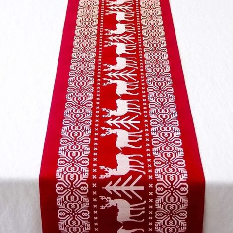 Mantel navideño, camino de mesa de lino y algodón, decoración de mesa navideña, mantel lavable para fiestas, 33 x 183 cm, mantel navideño (1/4)