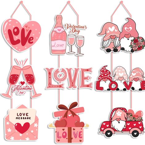 Panneau Décoratif Accrochable - Motif Cœur Amour Verres À Vin Enveloppe - Pour Porte Mur Intérieur Extérieur - Décoration Mariage Fête Romantique - 1 Pièce (1/3)