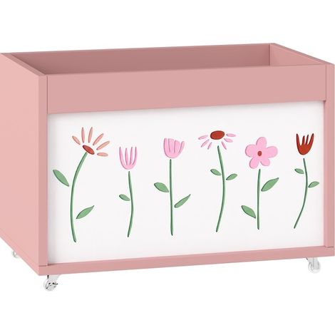 Cassapanca portagiochi aperta rosa 34,5 L con ruote frenanti 50 x 30 x 33,5 cm (1/5)