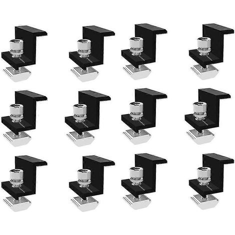 Kit de fixation pour panneaux solaires photovoltaïques (12 pièces) avec supports latéraux et fixations latérales pour toiture en aluminium (1/5)