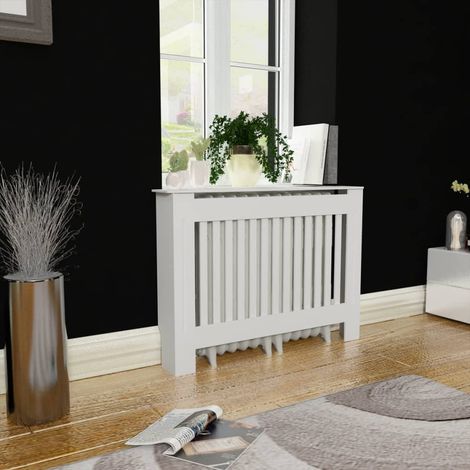 Cache-radiateur,Revêtement de radiateur,Couvre Radiateur 112 cm MDF Blanc GDSVW41865 (1/4)