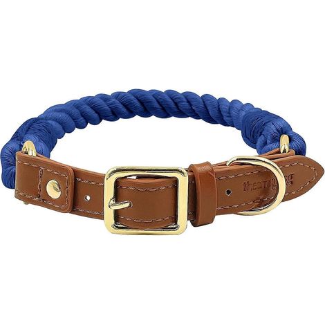 Filiyano-Collier pour petit chien Smug Dog Boston bleu - Collier en coton bleu résistant et élégant, avec anneau en D, taille M (1/4)