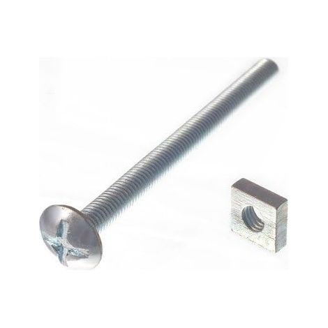 One Stop DIY Lot de 6 boulons de toiture et écrous carrés ZP Zingué M6 x 80