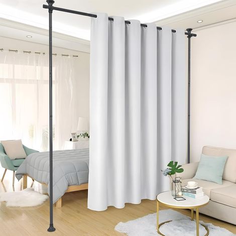 Tringle à Rideaux sans Percage, paravent Interieur ou Tringle Rideau Extensible sans Percage - Brise-Vue pour Salon, Chambre à Coucher ou Bureau - 178 x 317 cm (L x H) - Noir