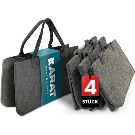 Sac en feutre Conny Sac à bois de cheminée Sac à provisions Pliable Set de 4 pièces (1/5)
