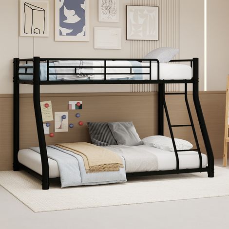 Etagenbett Metall 90x190/140x190 mit Leiter Schwarz OKMYHOME (1/5)