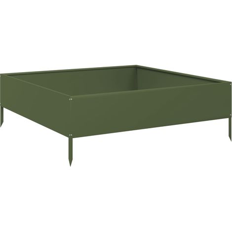 Maison Exclusive - Hochbeet Olivgrün 100x100x33,5 cm Stahl