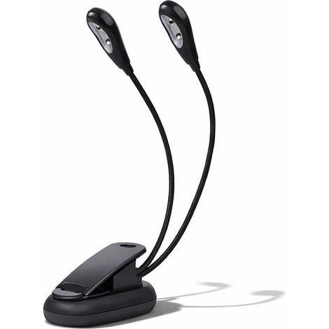 Pupitre Lampe LED à clip avec double bras réglable et câble USB, 6 perles LED pour pupitre de musique, lecture de nuit et lit (6 perles) (1/5)