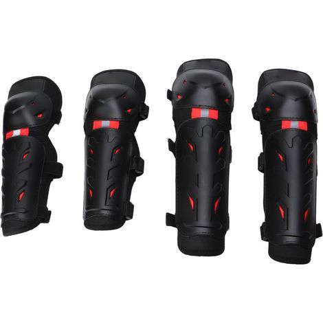 Ensemble de 4 genouillères et coudières lumineuses nocturnes pour VTT tout-terrain, protection de genoux et coudes pour cyclisme extérieur, rouge (1/5)