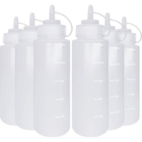[JAMAIS UTILISÉ]6 x 500ml Salad Sauce Bottles 16oz Plastic Sauce Bottles, Squeeze Bottles Sauce Container, Soft Bottle Ideal for Salad Sauce Salad, Ketchup, Mustard, Mayo (1/5)