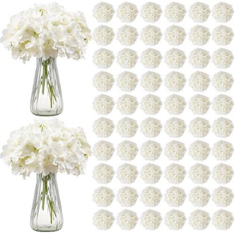 Fiori Artificiali, 205 Pezzi di Ortensia Finta Bianca in Seta (1/5)