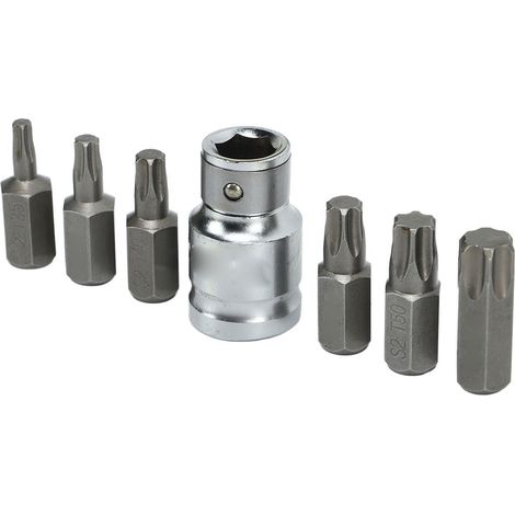 7-teiliges Steckschlüssel-Set YT‑0410 aus Stahl, inklusive Steckschlüsseleinsätzen und Bits mit 12,7 mm und 9,5 mm Antriebsdurchmesser (1/5)
