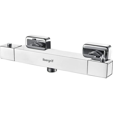 Mitigeur Thermostatique Carré, Robinet de Douche Universal, Chromé, Argent (1/5)