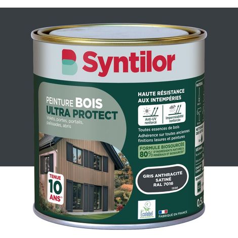 Pintura para madera de exterior Ultra Protect SYNTILOR, acabado satinado gris antracita, 0,5 l SYNTILOR (1/5)
