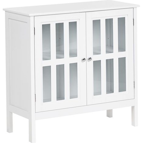 Glass Display Sideboard MIRAM 80 cm White