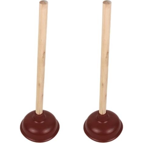 Juego de 2 ventosas para inodoros domésticos, varillas de goma lisas de color marrón.