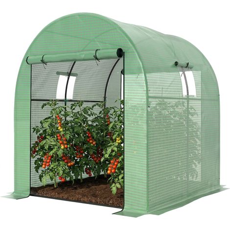 Serre tunnel jardin 3,24m² PE haute densité 135g/m² 2 portes zippées 180x180x200 cm vert