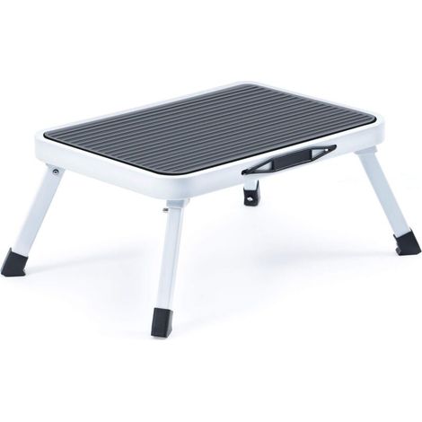Klapphocker 1 Stufe, Hocker mit rutschfester Gummiauflage, Küchenhocker aus Leichtstahl, bis 150 kg belastbar 1 Stück (1/4)