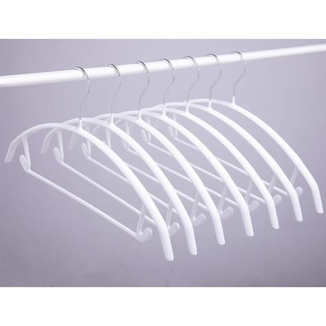 Cintre profilé en métal blanc sans bosses aux épaules, sans marques, recouvert de caoutchouc antidérapant, pour pulls, t-shirts et costumes, avec barre pour pantalons, lot de 5 (blanc, 5)