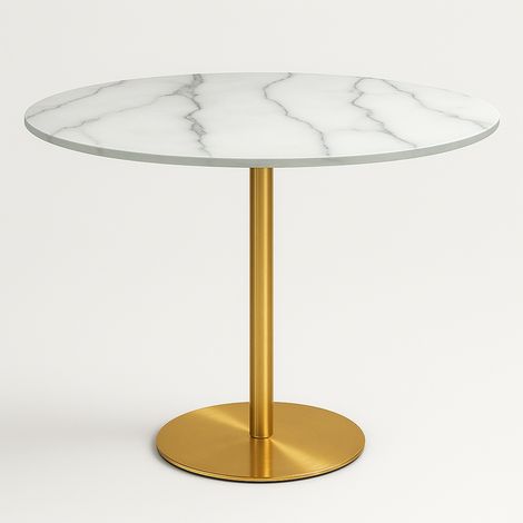 Mesa Goblet redonda 80 cm efecto mármol dorado estilo clásico Monika (1/5)