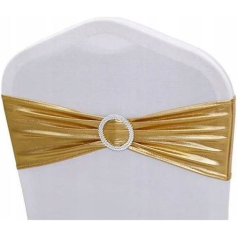 Bandeau Élastique Pour Chaise - Nœud Doré - Décoration Intérieure Salon Salle À Manger - Lot De 1 (1/4)