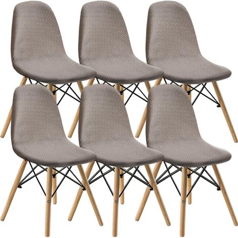 Elastische Stuhlbezüge 6er-Set Jacquard Taupe Universell Maschinenwaschbar (1/5)