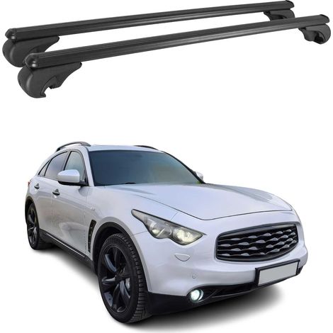 OMAC Aluminium Dachträger Querträger für Infiniti FX50 2009-2013 – TÜV / DIN 75302:2019 – Abschließbar – Max. 75 kg – 2 Stangen Schwarz (1/5)