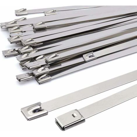 500x7.9mm Metal Cable Ties, Silver Stainless Steel Cable Ties, Heavy Duty Cable Ties - Metal Zip Ties - 120kg Load Capacity, Pack of 100 Pieces (1/5)