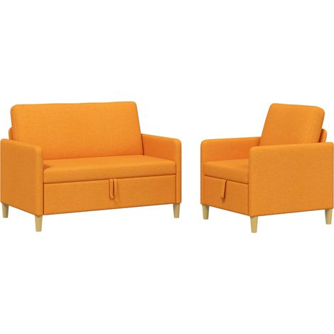 Set di Divani con Storage 2 pcs Giallo Scuro Poliestere vidaXL (1/5)