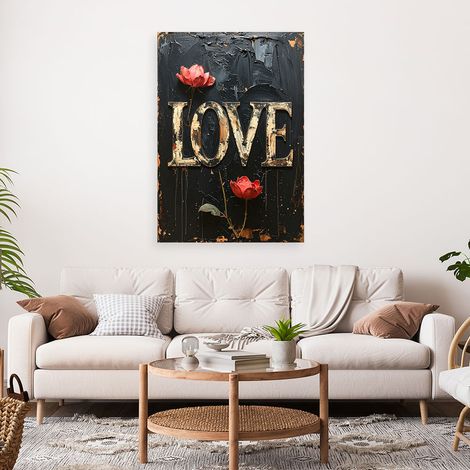 Wandbild Liebesinschrift Blumen Retro Typografie 40x60 (1/4)