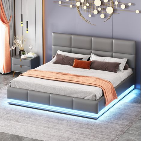 Lit coffre 160x200 LED tête réglable gris OKMYHOME (1/5)