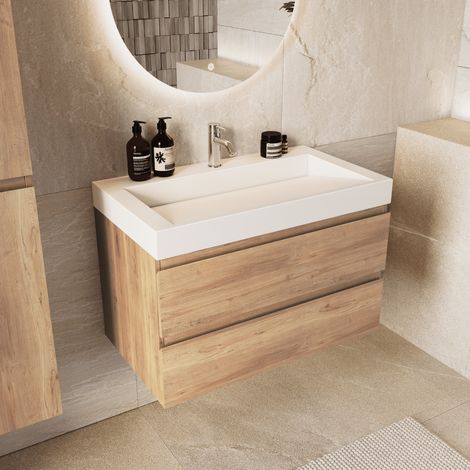 LOMAZOO Ensemble meuble de salle de bain Zarivo 80 cm - Chêne (1/5)