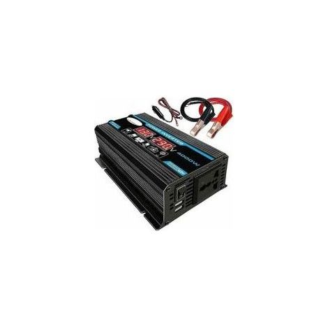 Convertisseur Pur Sinus 12V 220V 4000W avec Onduleur Onde Sinusoïdale Pure, Transformateur équipé d'une Prise EU, d'un Port USB, d'un Port Type-C et d'un Écran LCD. (1/4)