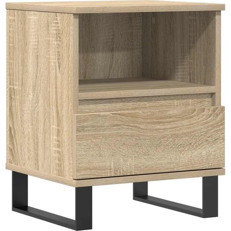 Comodino con cassetto e vano a giorno 40 x 35 x 50 cm in derivati del legno color rovere DEC033835