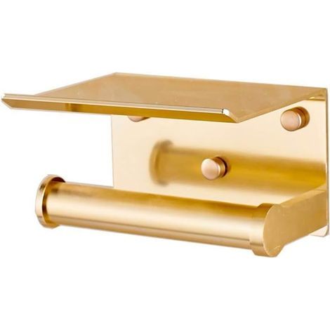 LAN Antiker multifunktionaler Toilettenpapierhalter aus Aluminium, Taschentuchrollenhalter, Wandhalterung für Mobiltelefone, Aluminium-Lithium-Legierung, Gold, 13 x 11,5 x 8 cm (1/5)